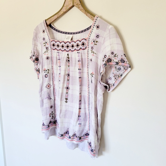 Knox Rose Square Neck Embroidered Boho Top - Picture 2 of 5